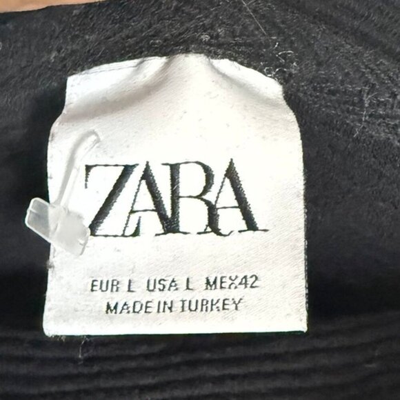 ZARA Ribbed Funnel Neck Pullover Sweatshirt Black Size L (Missing String) - Picture 5 of 8